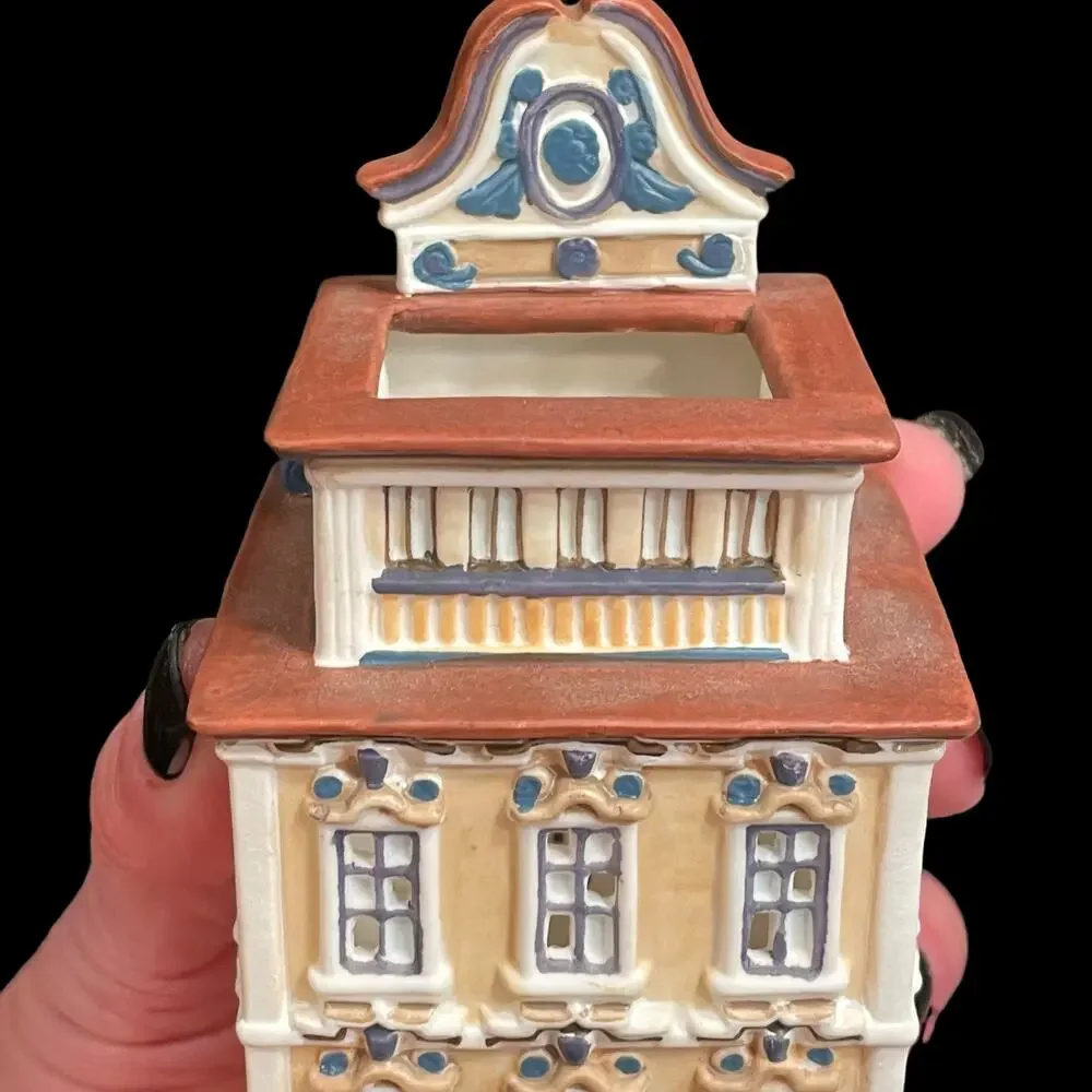 PartyLite Cafe Vienna P8276 Tealight House Ceramic Collectible Votive No Box